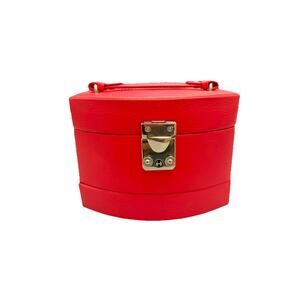 Morelle & Co. Laura Red Leather 3-Tier Jewelry Box With Mirror